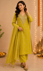 Yellow Embellished Kurta Set