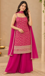 Magenta Weave Palazzo Sharara Set