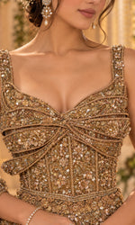 GoldFloral Sequin Embroidered Bridal Lehenga