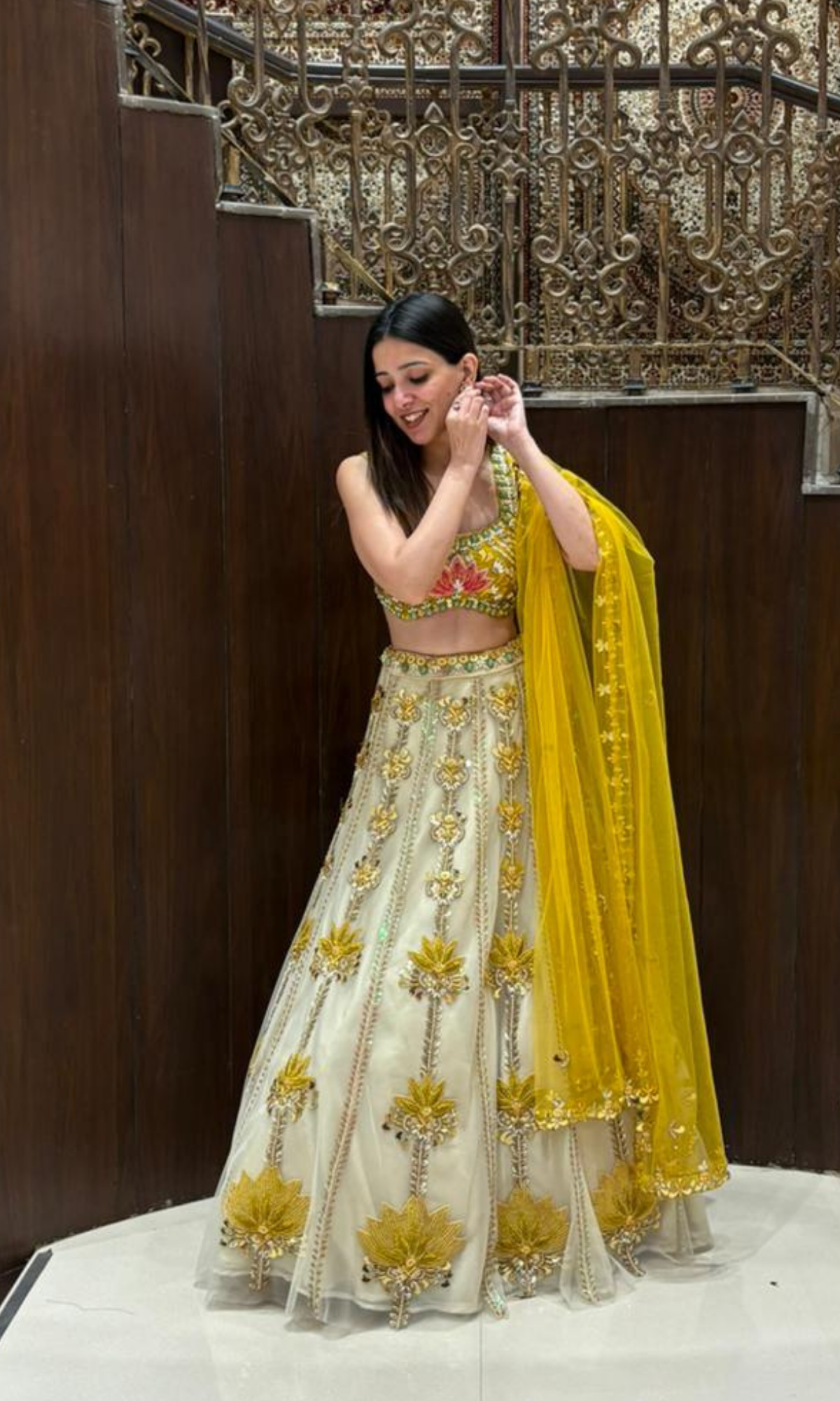 Yellow and Gold Embellished Lehenga