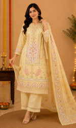 Yellow Printed Kurta Set