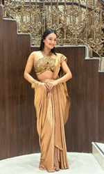 Gold Shimmer Saree With Embellished blouse