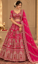 Pink Bridal Lehenga with Heavy Floral & Ornamental Embroidery