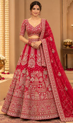 Bridal Red Embroidered Lehenga with Blouse & Dupatta