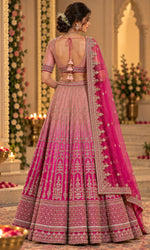 Dual-Tone PInk Bridal Lehenga withEmbroidery
