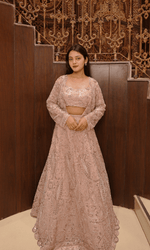Pink Semi-Georgette Skirt & Short Jacket Set