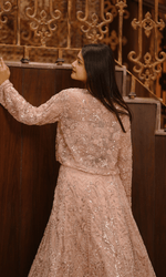 Pink Semi-Georgette Skirt & Short Jacket Set