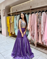 Purple Embroidered Fish-Cut Lehenga