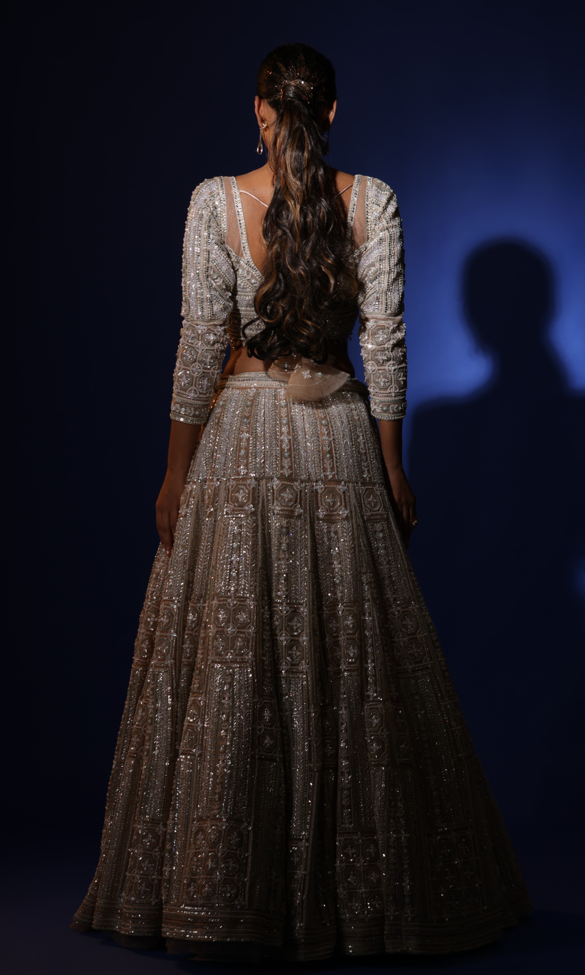 Beige Semi Georgette Handwork Lehenga With Stitched Blouse And Dupatta