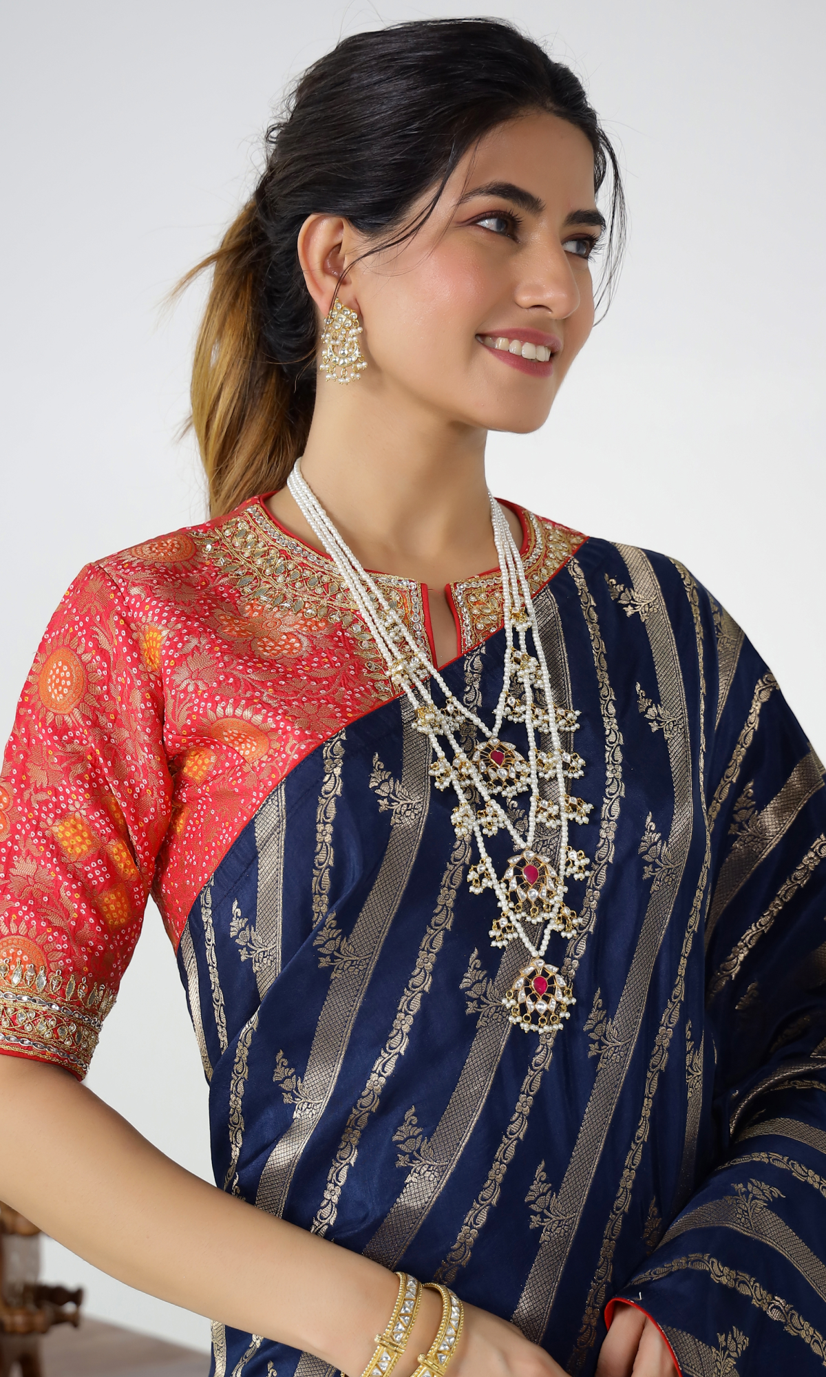 Blue Stripes Cotton Silk Weave Saree