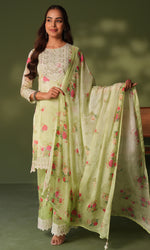 Green Semi Georgette Embroidered Sharara Set