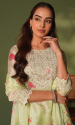 Green Semi Georgette Embroidered Sharara Set