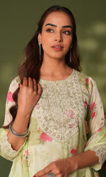 Green Semi Georgette Embroidered Sharara Set