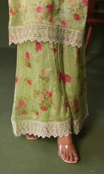 Green Semi Georgette Embroidered Sharara Set