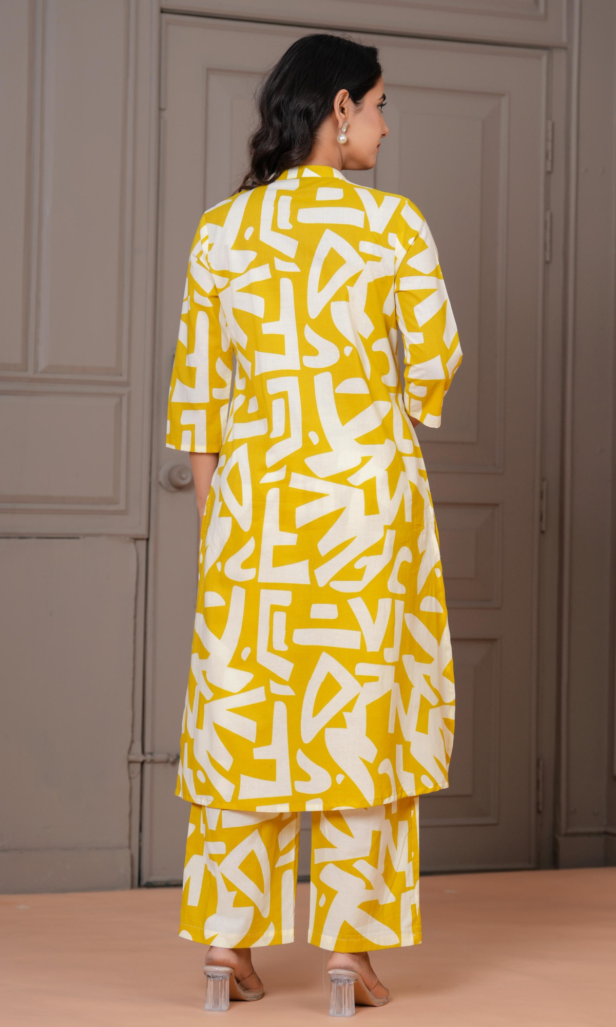 Lime Green Semi Cotton Printed Co-ord Set