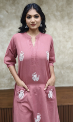 Mauve Semi Cotton Embroidered Co-ord Set