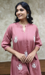 Mauve Semi Cotton Embroidered Co-ord Set