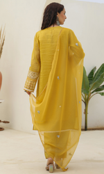 Mustard Tissue Floral Embroidered Salwar Suit