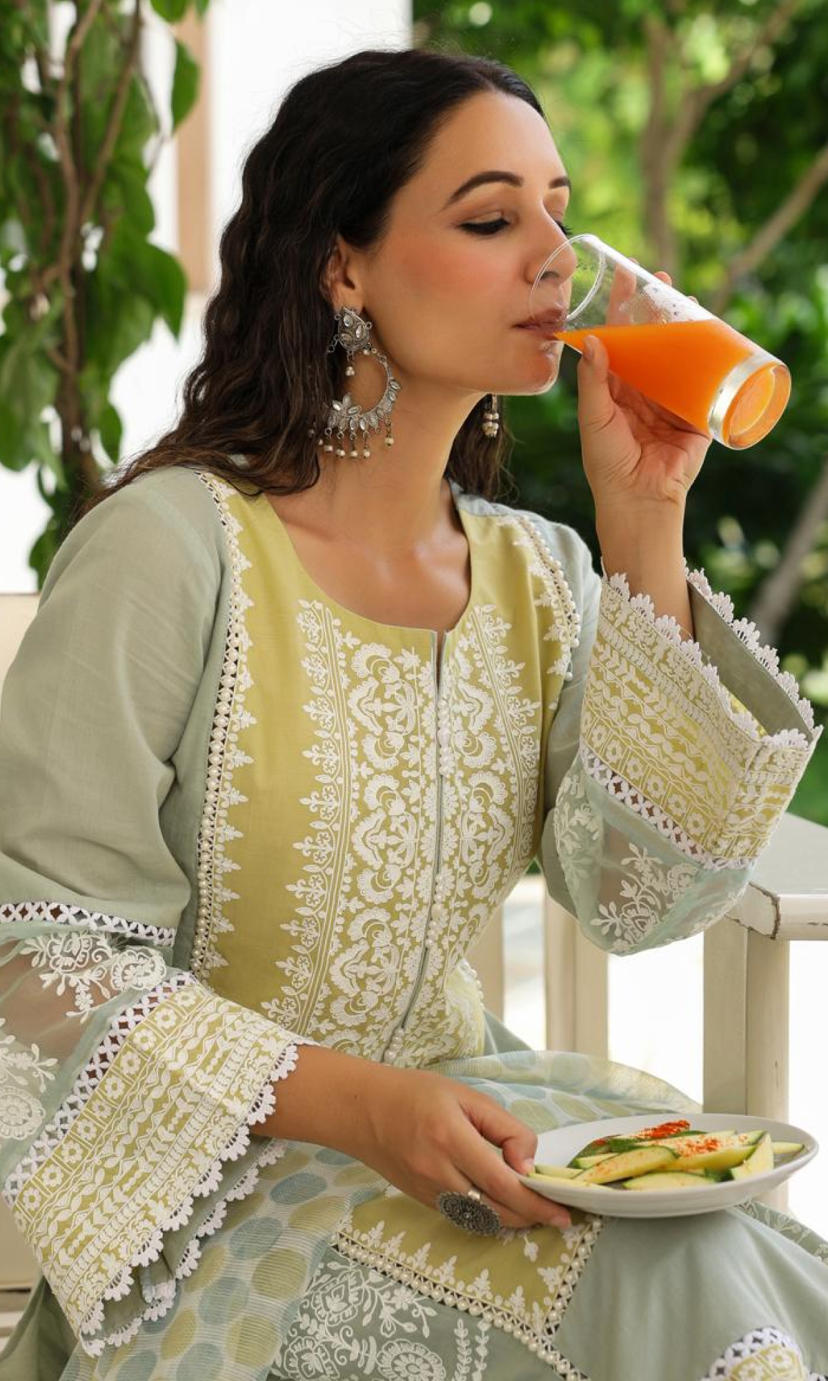 Green Semi Cotton Embroidered Salwar Suit