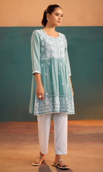 Sea Green Semi Cotton Floral Embroidered Co-ord Set