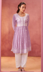 Pink Semi Cotton Floral Embroidered Co-ord Set