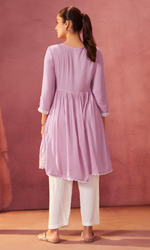 Pink Semi Cotton Floral Embroidered Co-ord Set