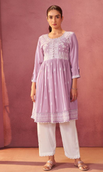 Pink Semi Cotton Floral Embroidered Co-ord Set