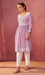 Pink Semi Cotton Floral Embroidered Co-ord Set