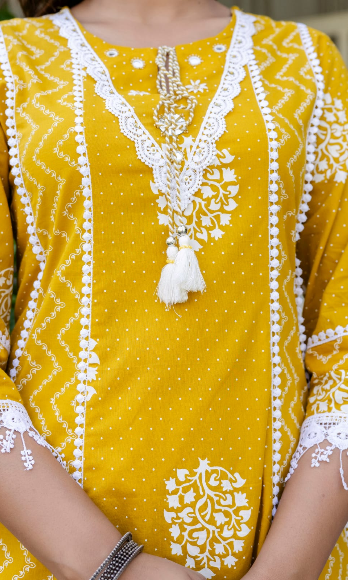 Mustard Semi Cotton Printed Salwar Suit