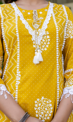 Mustard Semi Cotton Printed Salwar Suit