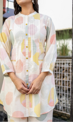 Cream Semi Cotton Printed Co-ord Set