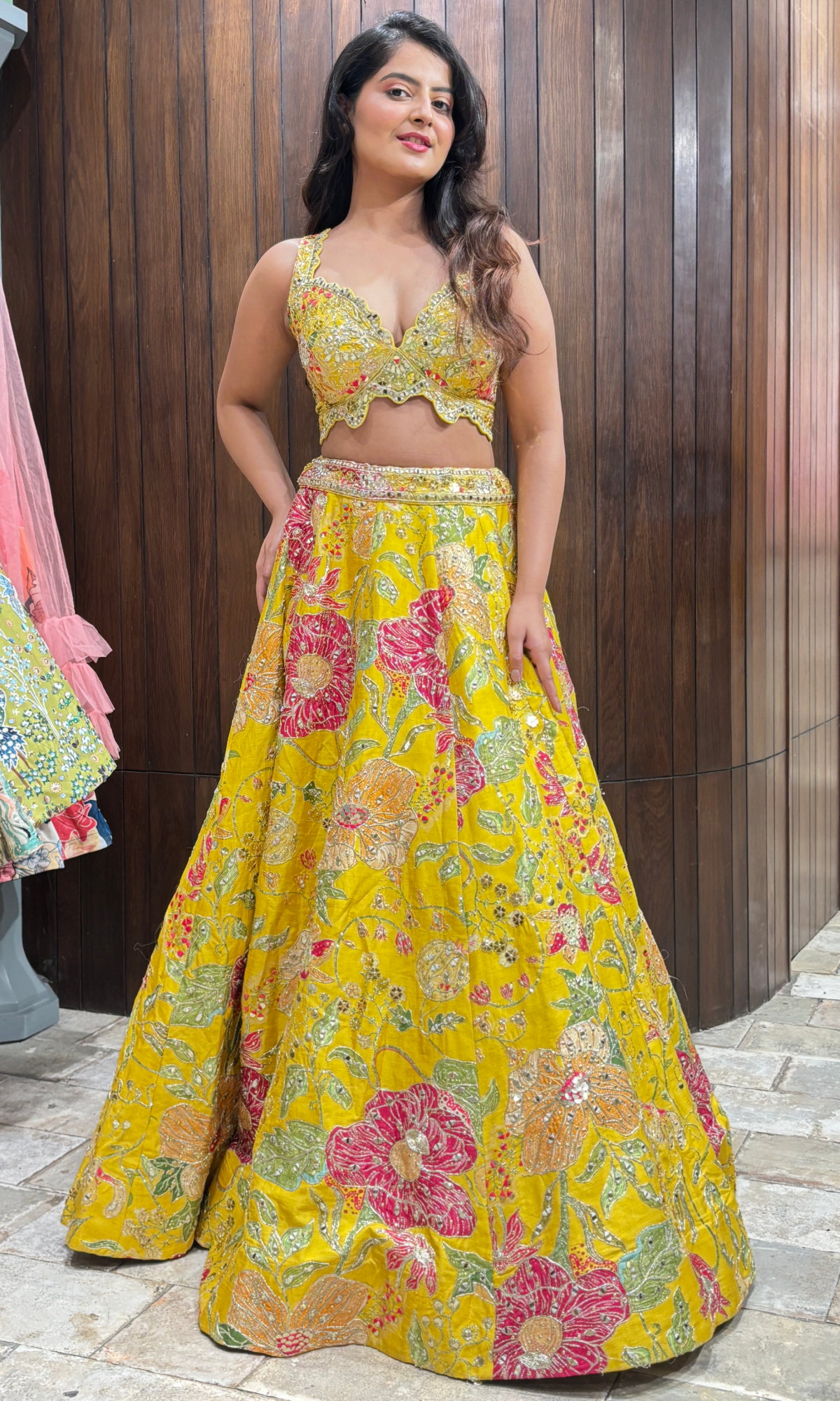 Yellow Raw Silk Embellished Lehenga
