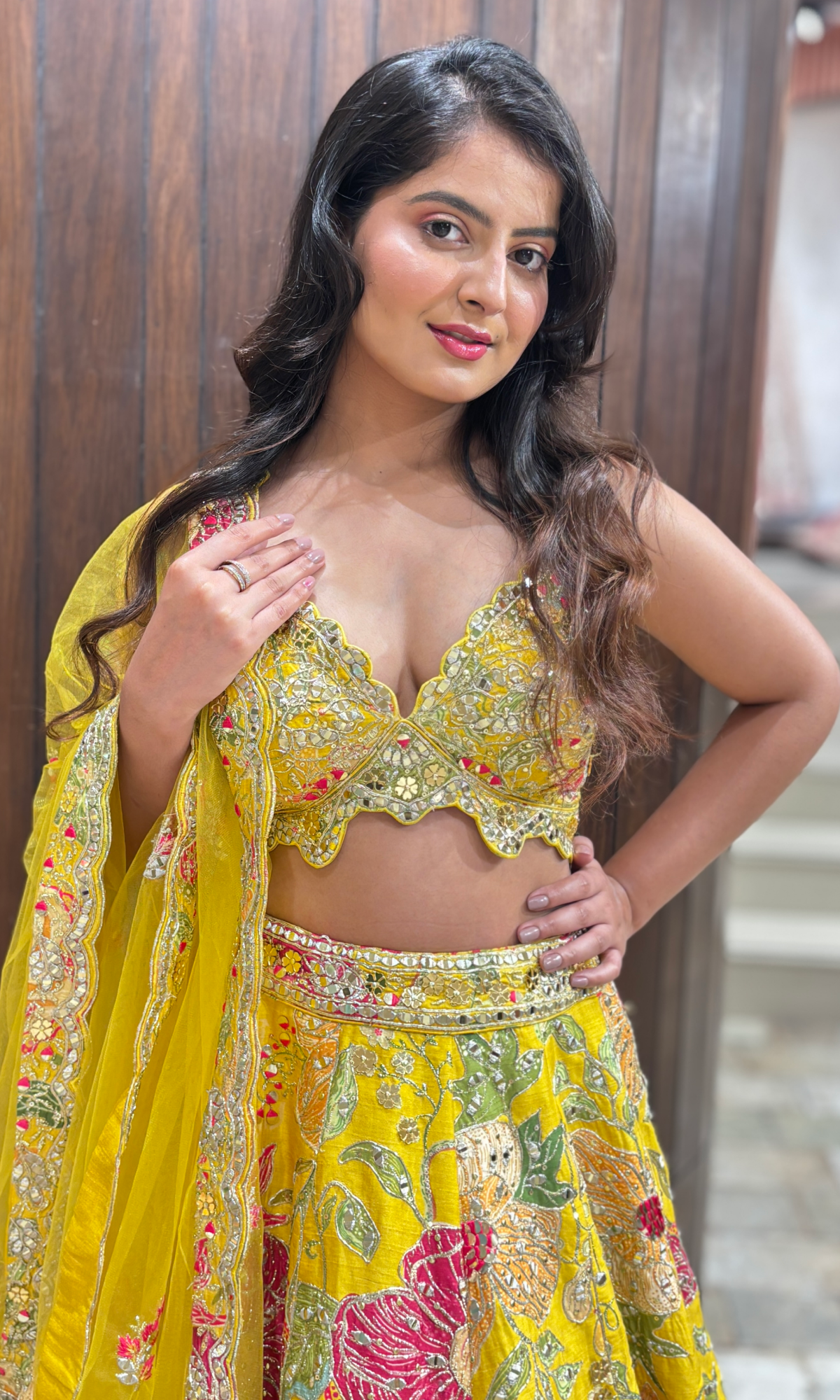 Yellow Raw Silk Embellished Lehenga