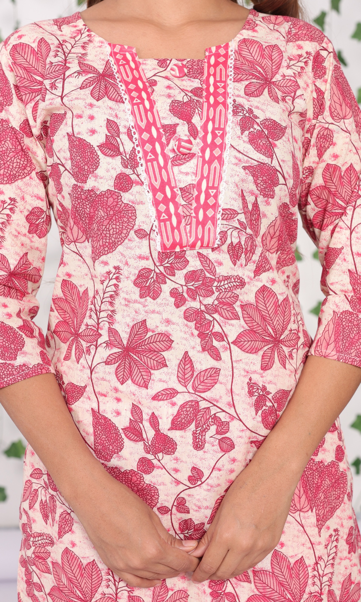 Pink Semi Cotton Floral Printed Salwar Suit