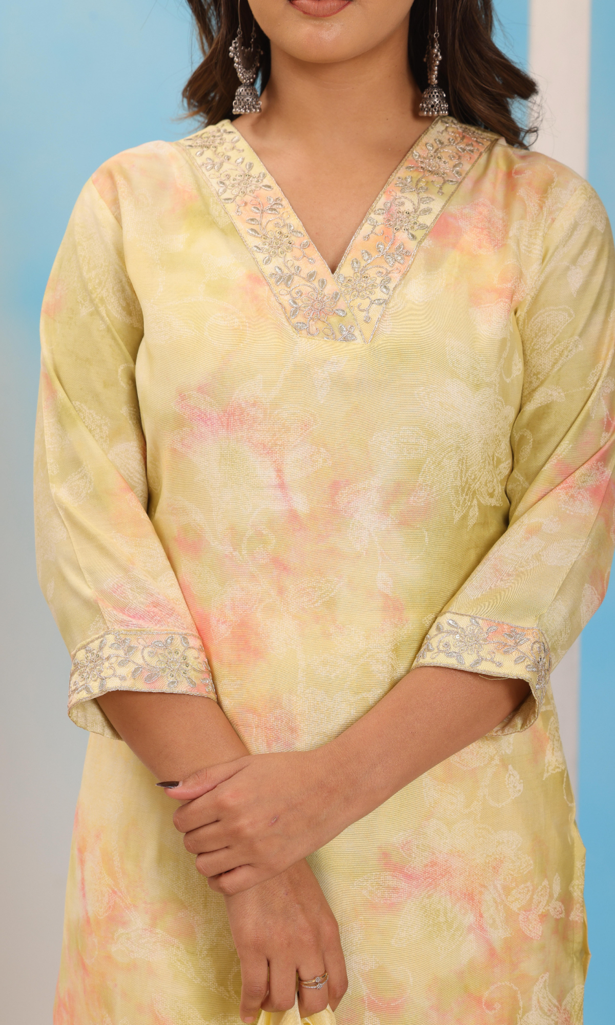 Lemon Yellow Semi Cotton Floral Printed Salwar Suit