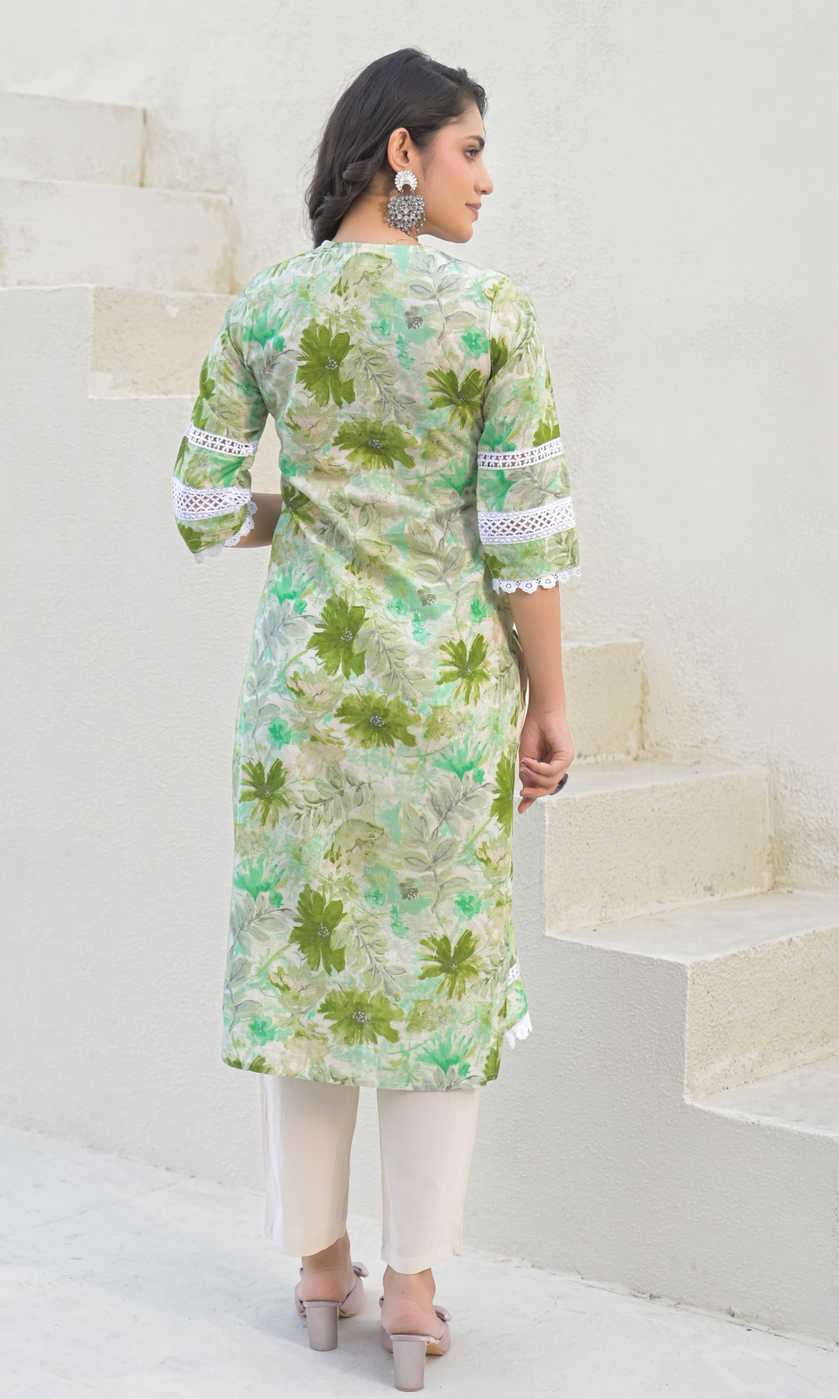 Green Semi Cotton Floral Printed Salwar Suit