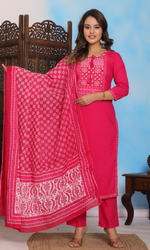 Pink Semi Cotton Printed Salwar Suit