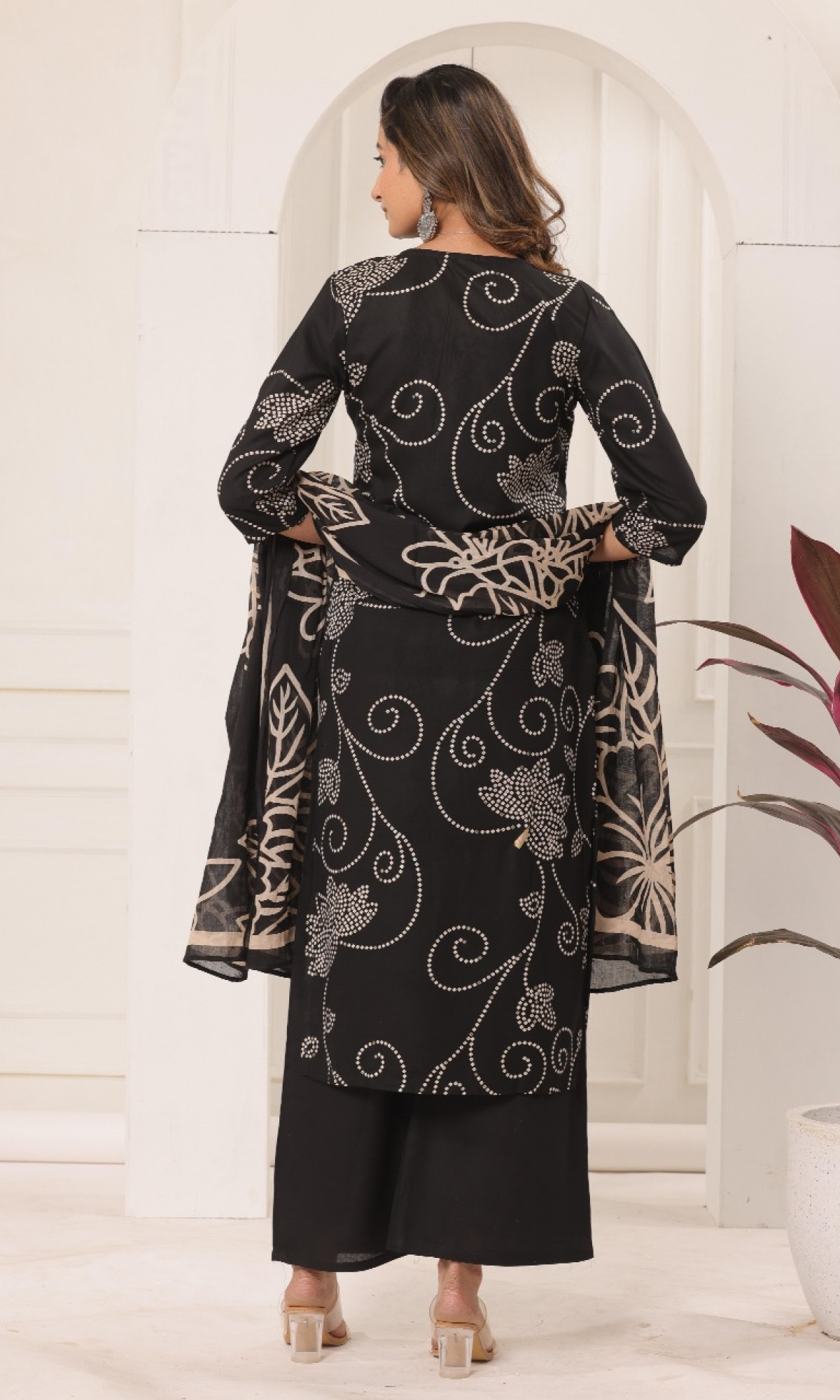 Black Semi Cotton Floral Printed Salwar Suit