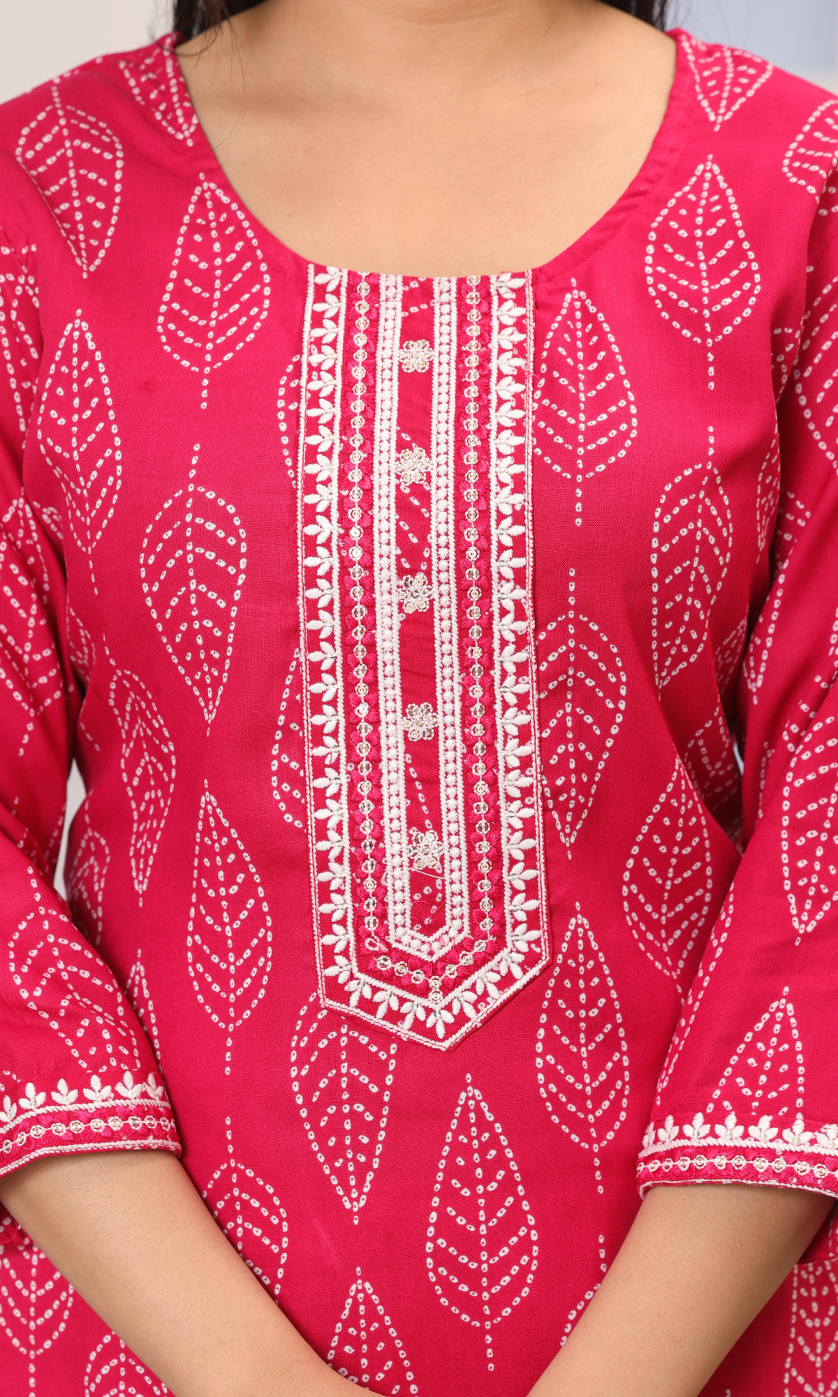 Pink Semi Cotton Embroidered Salwar Suit