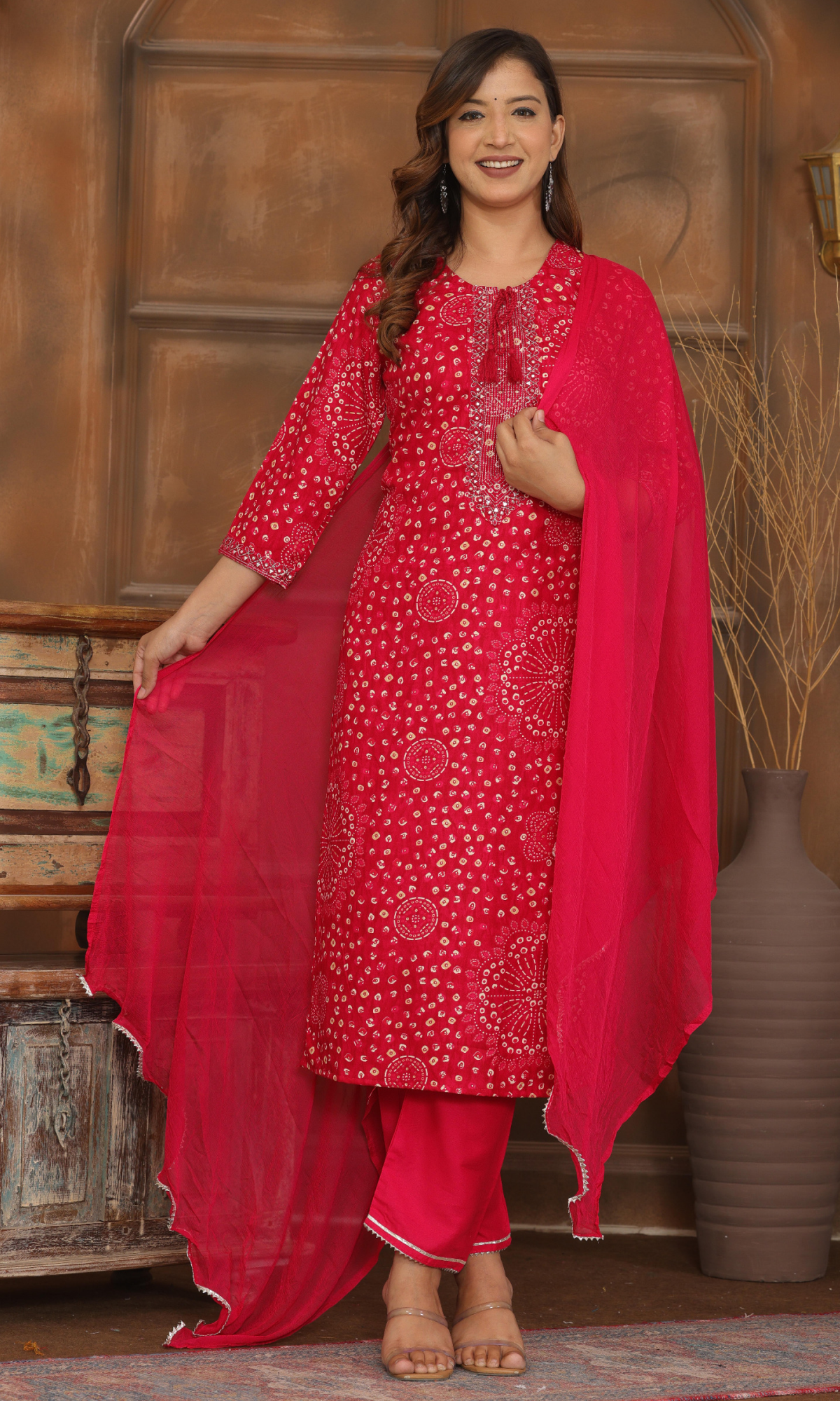 Pink Semi Cotton Floral Printed Salwar Suit