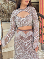 Mauve Semi Georgette Sequin Embroidered Mermaid Gown