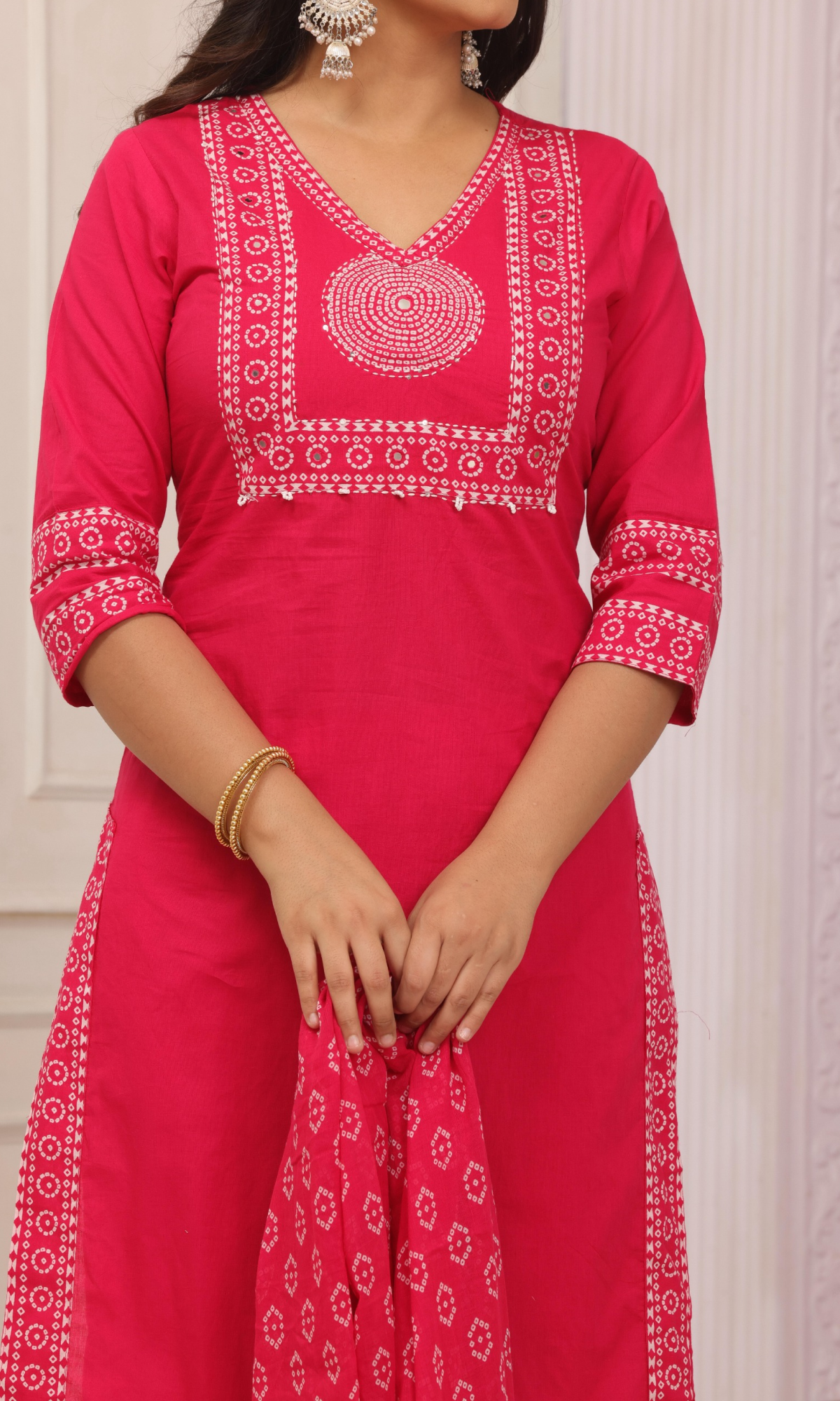 Pink Semi Cotton Printed Salwar Suit