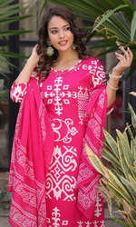 Pink Semi Cotton Printed Salwar Suit