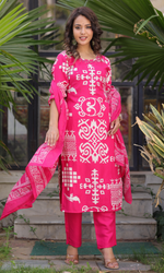 Pink Semi Cotton Printed Salwar Suit