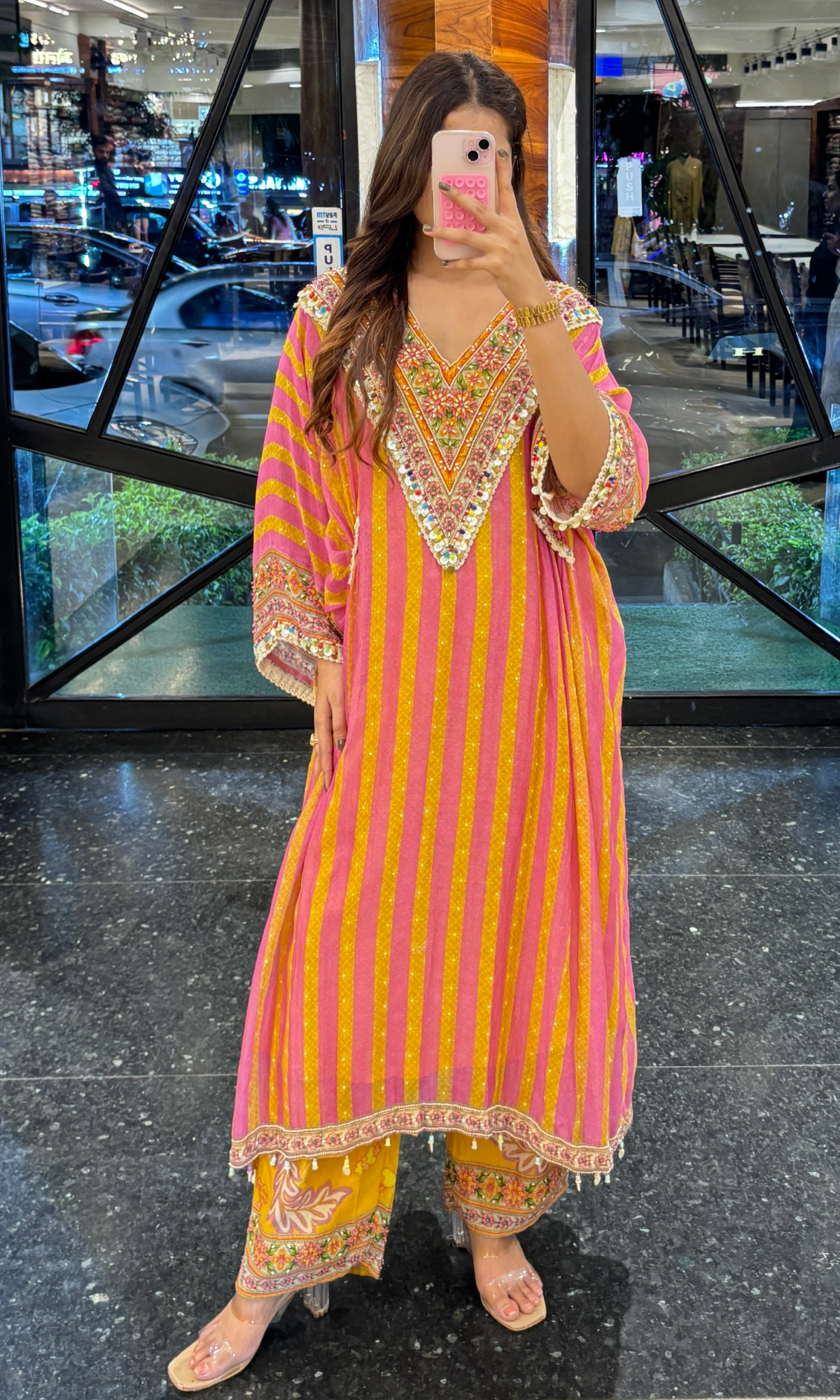 Yellow Mul Cotton Embroidered Kurta Set