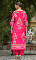 Pink Crepe Satin Floral Embroidered Salwar Suit