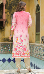 Pink Satin Floral Printed Salwar Suit