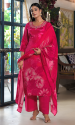 Pink Floral Embroidered Salwar Suit