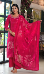 Pink Floral Embroidered Salwar Suit
