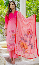 Pink Floral Printed Salwar Suit